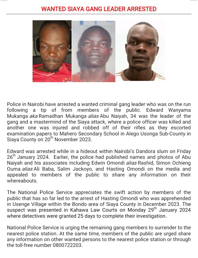 Wanted Siaya gang leader arrested